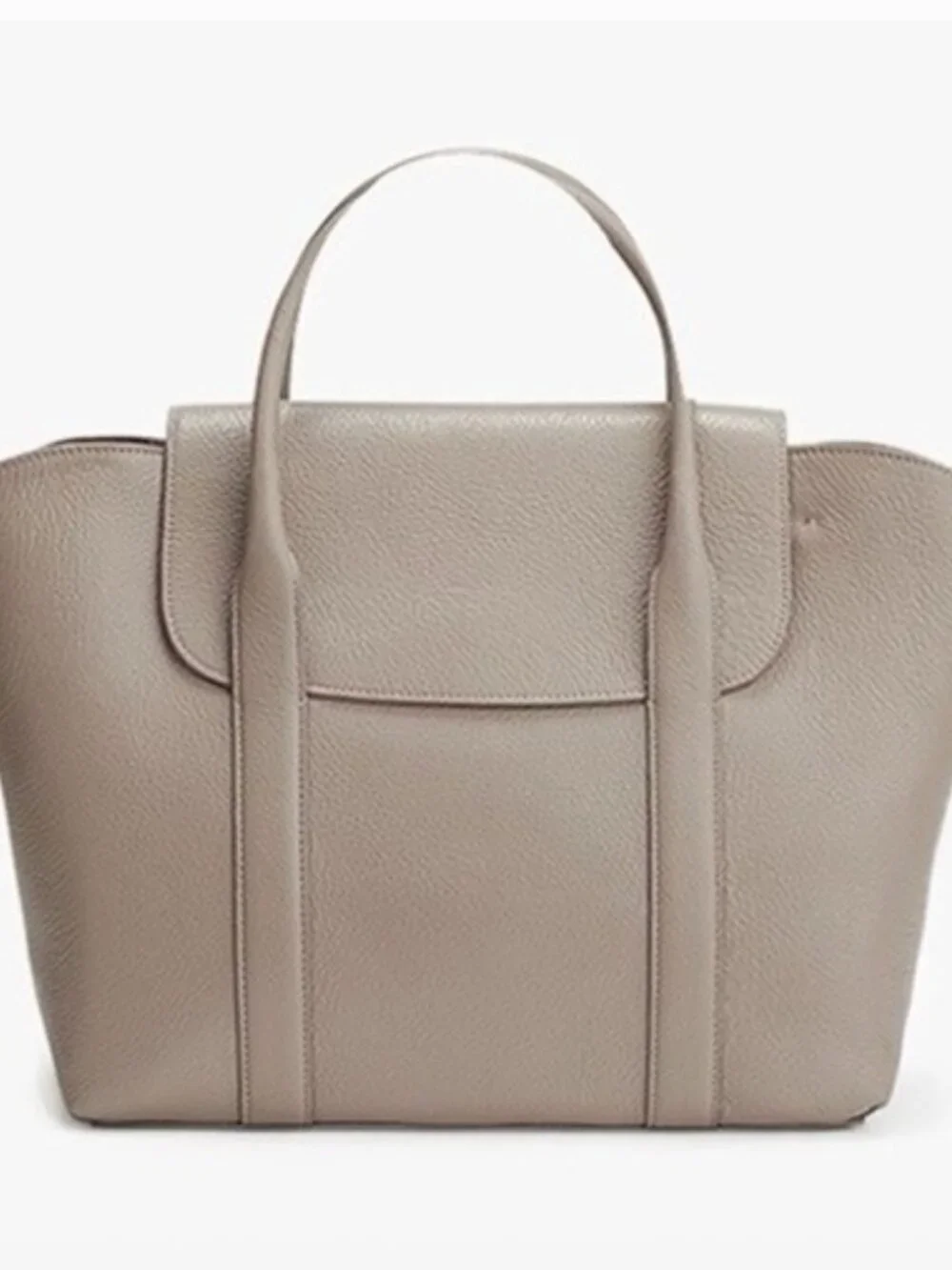 CUYANA Trapeze Large pebbled leather satchel laptop work totebag Taupe